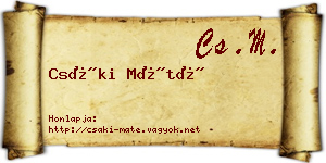 Csáki Máté névjegykártya