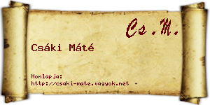 Csáki Máté névjegykártya